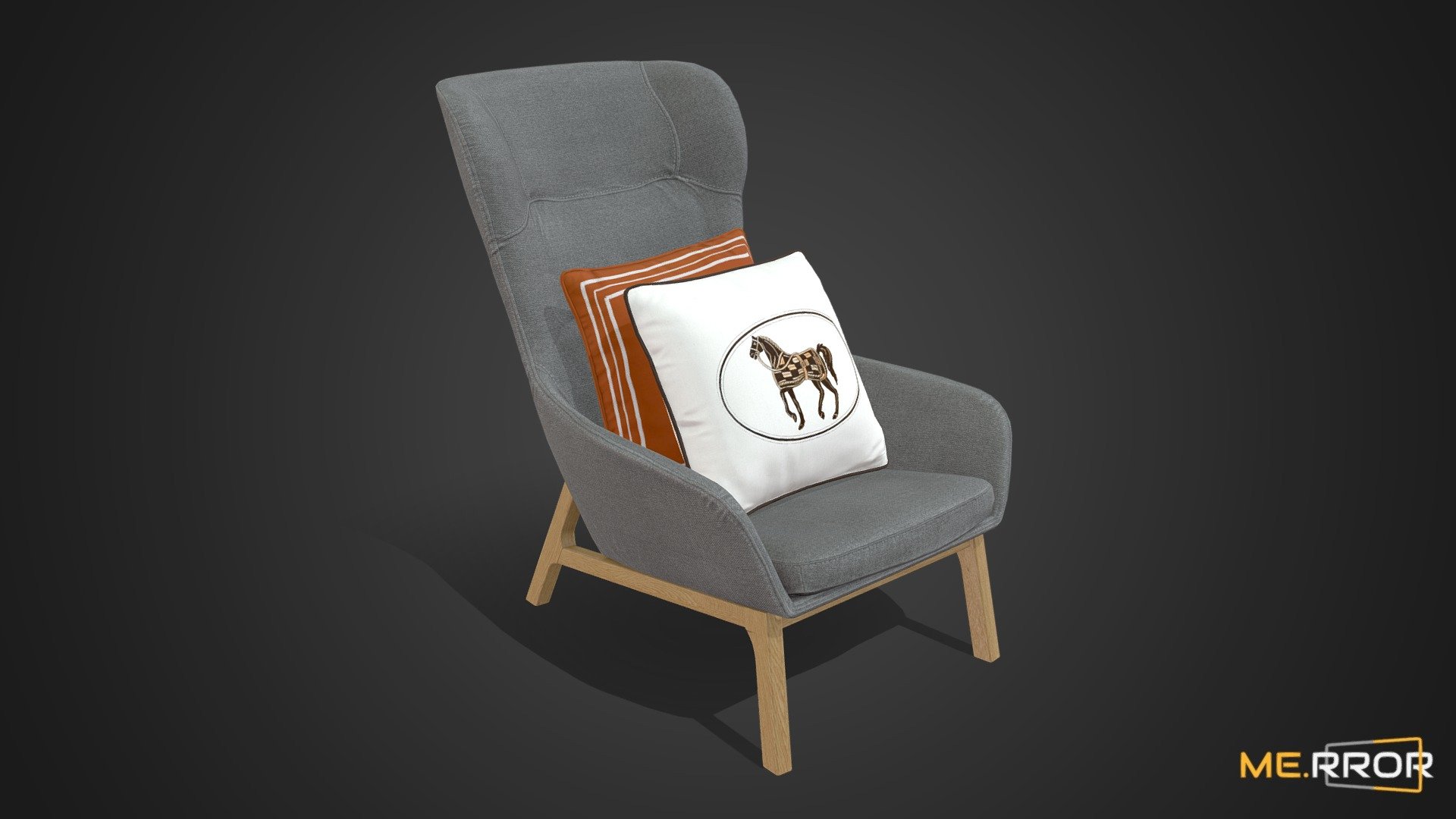 [Game-Ready] Gray Sofa and Cushions 3d model