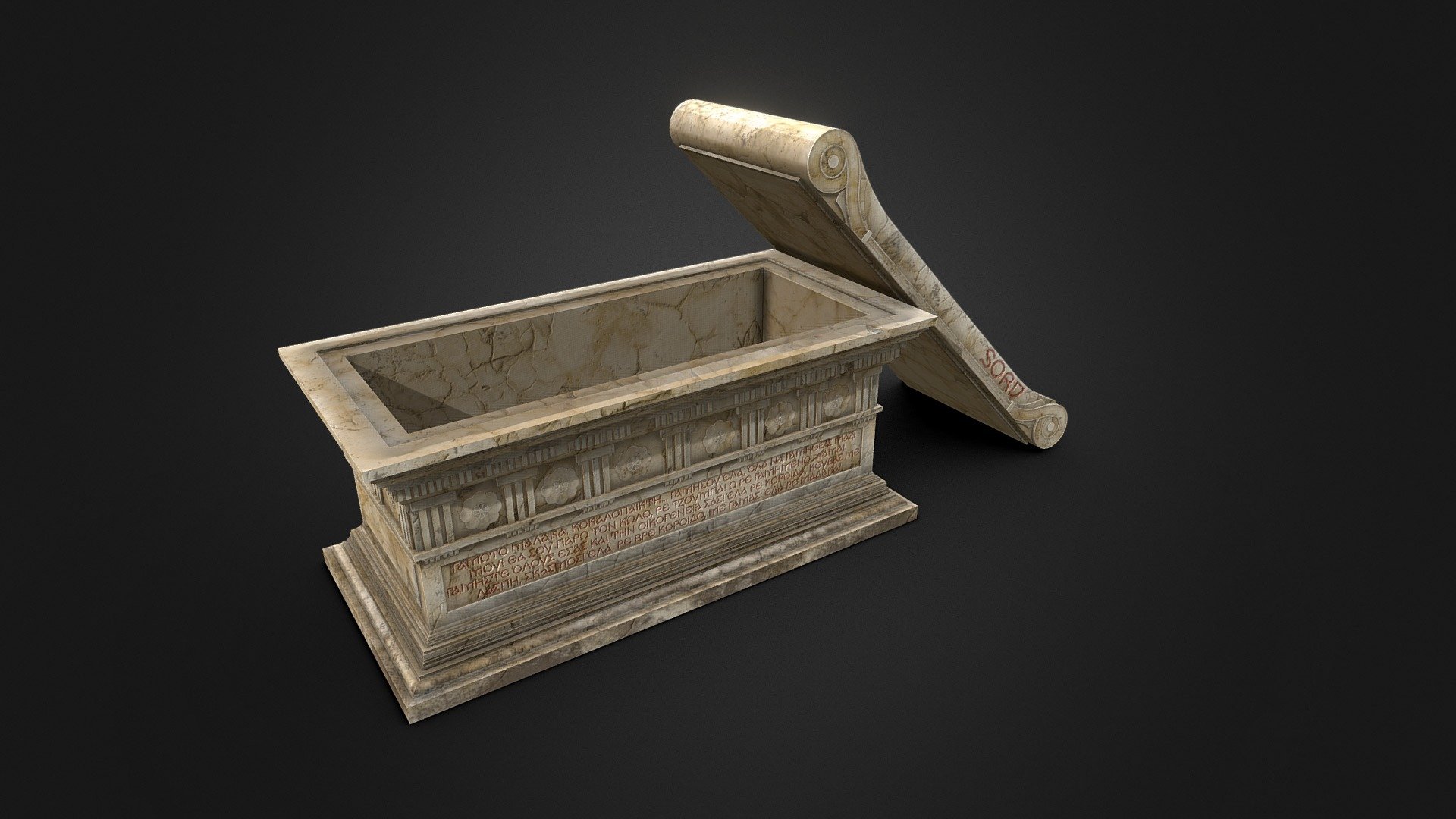 Ancient Roman Sarcophagus (Opened) 3d model