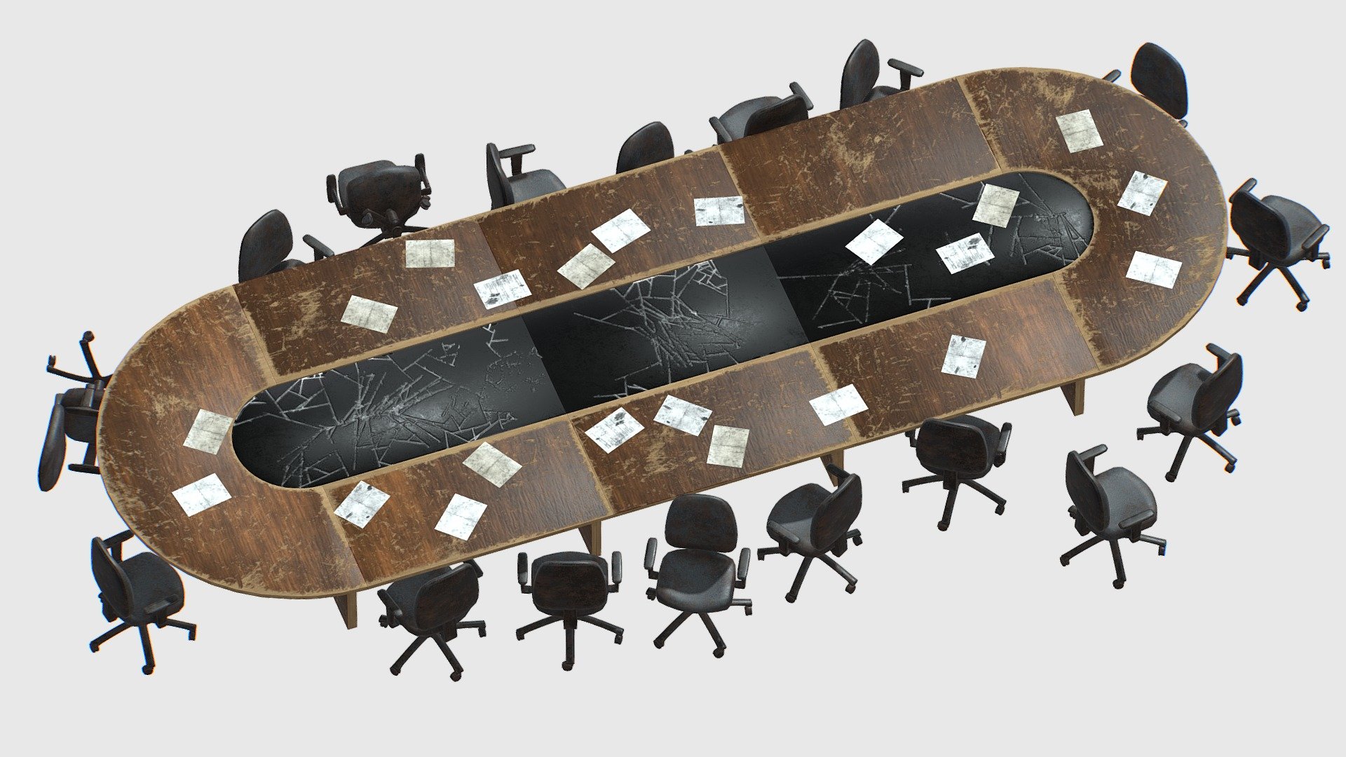 Meeting Table Damaged 3d model