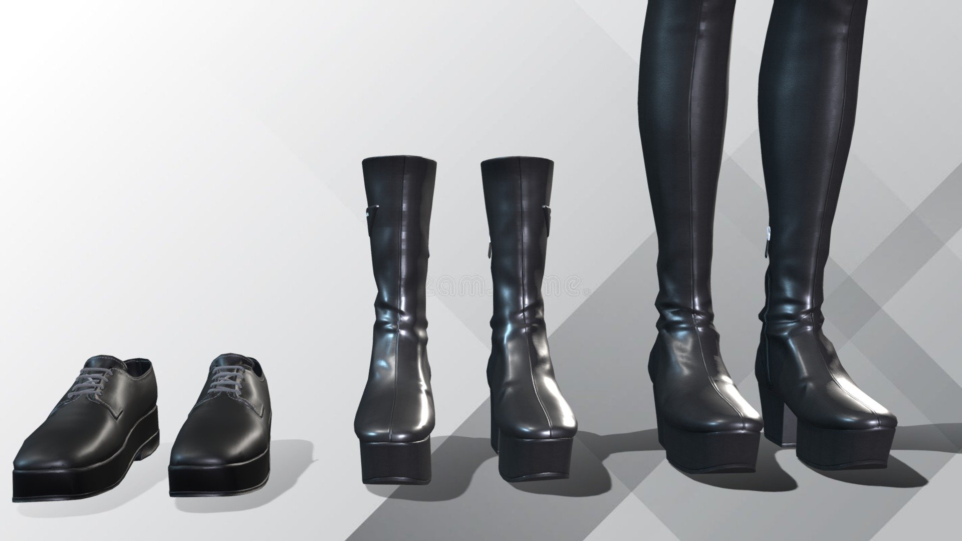 Low Mid High prada fashion boots gameasse 3d model