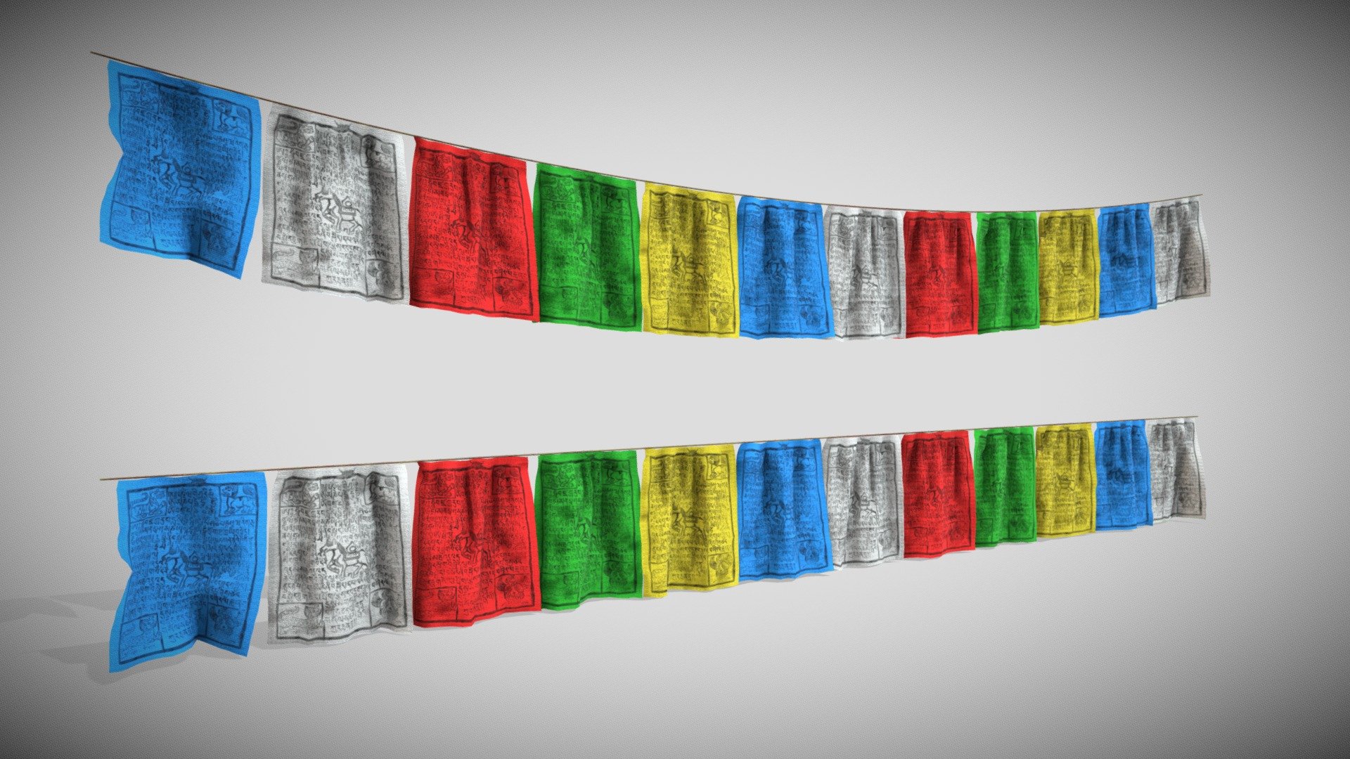 Tibetan Flags 3d model