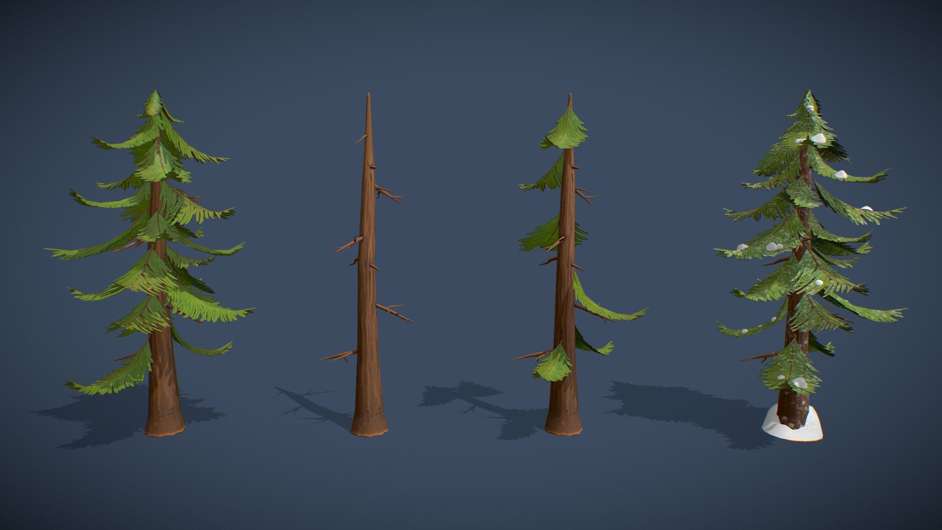 Stylized Pine Trees Collection 3d model