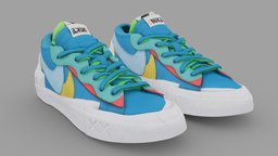 Kaws X Sacai X Nike Blazer Low Neptune Blue