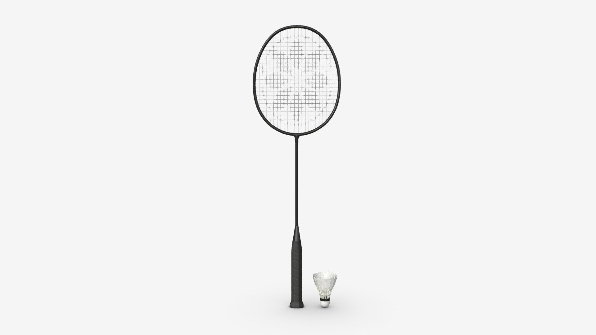 Badminton Racquets with Shuttlecock 3d model