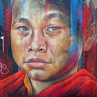 TIBETAN MONK STREET ART