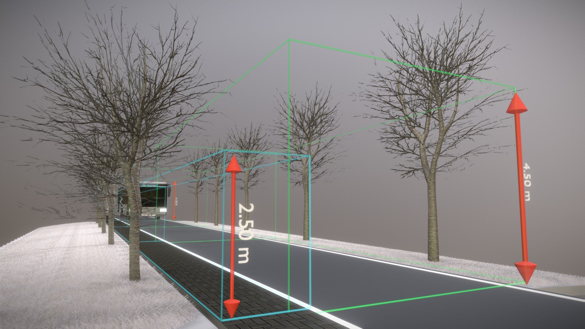 Linden mit Zuschnitt für LKW und Gehweg 3d model