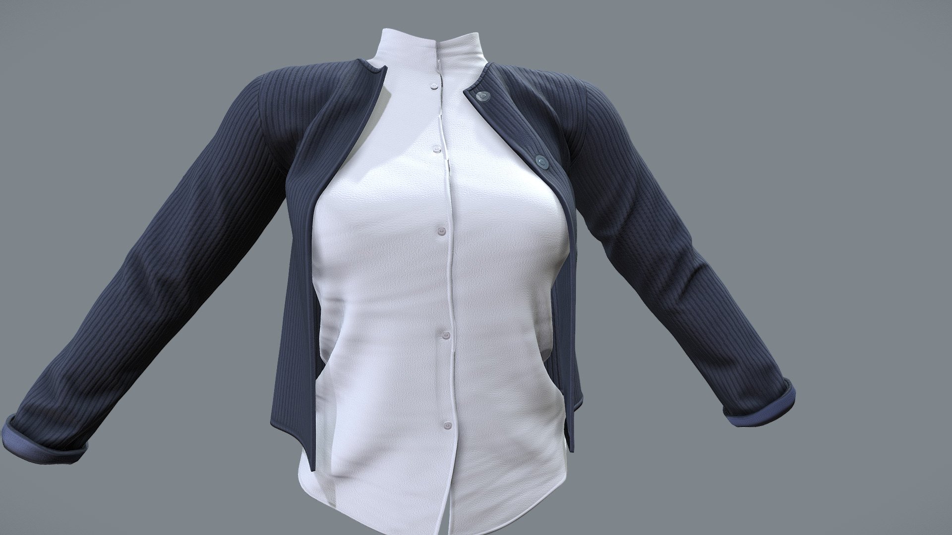 Female Casual Cardigan With White Shirt 3d model