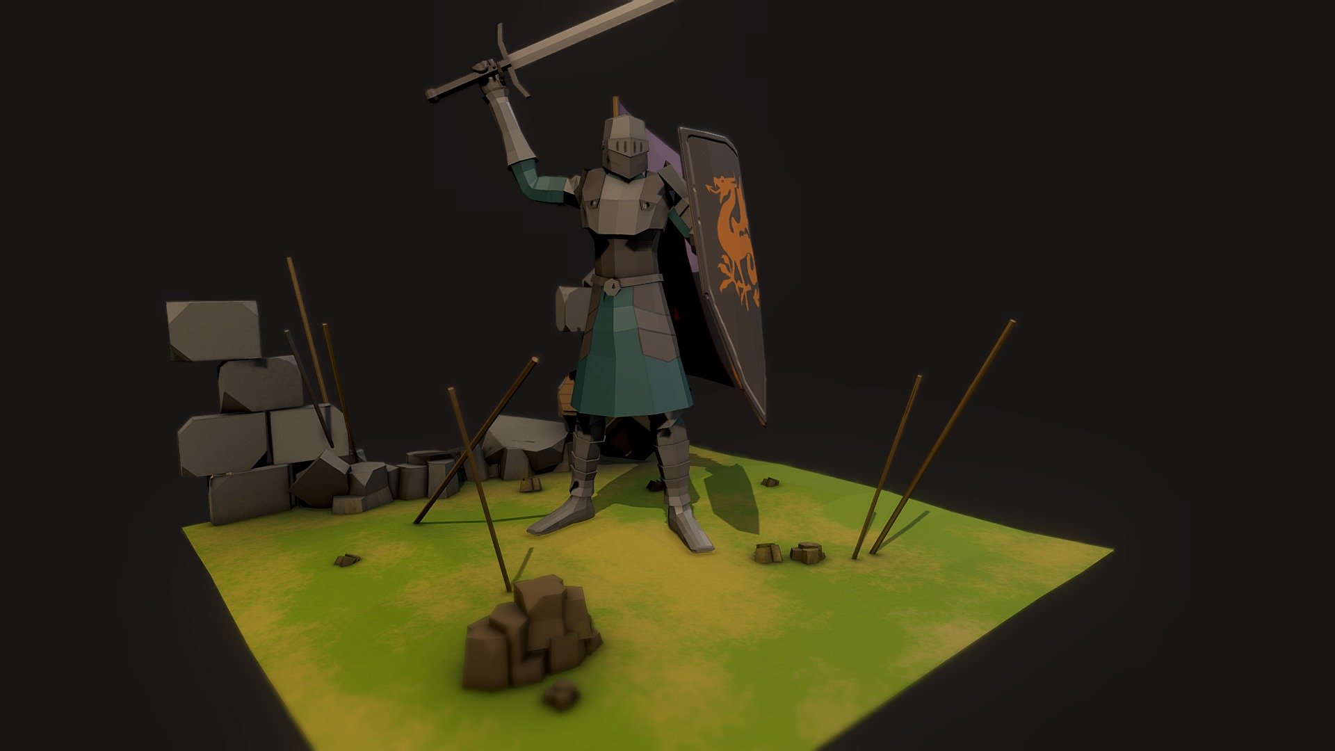 Low Poly Knight 3d model