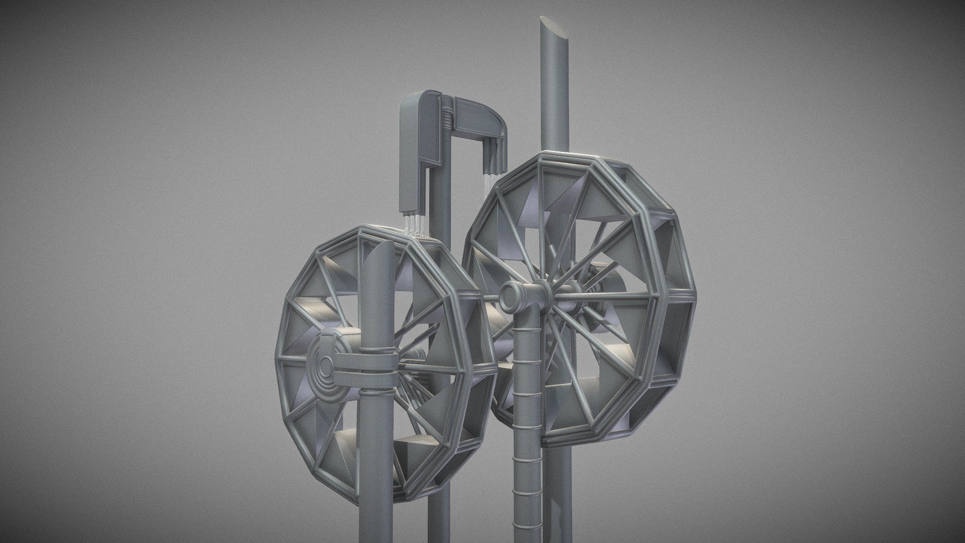 Water Wheels Fountain (WIP-2) 3d model