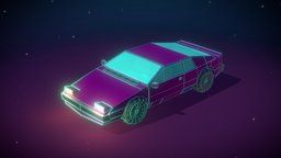 Retro Wave Lotus Espirit Sportcar