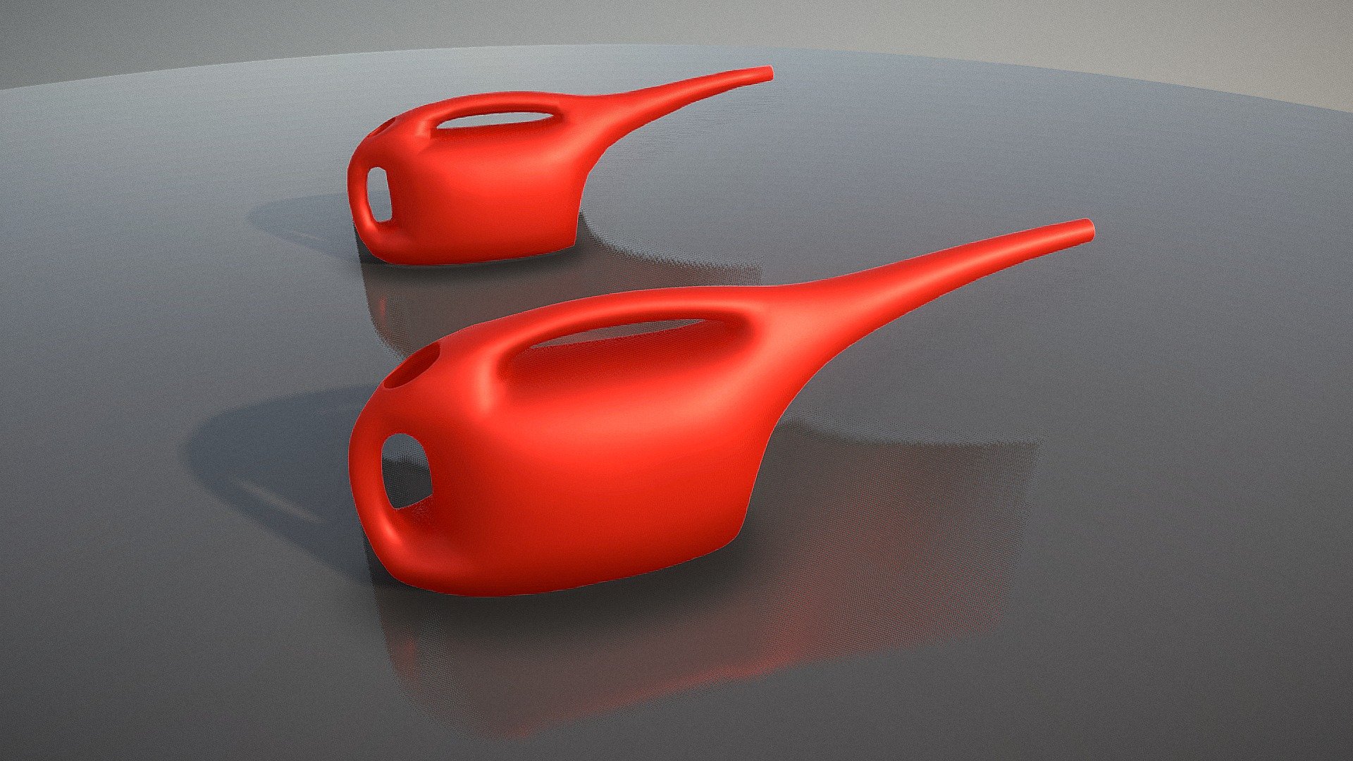 Red Watering Can (High and Low-Poly) 3d model