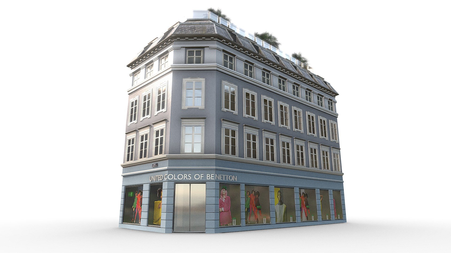 Old European Corner Building 3d model