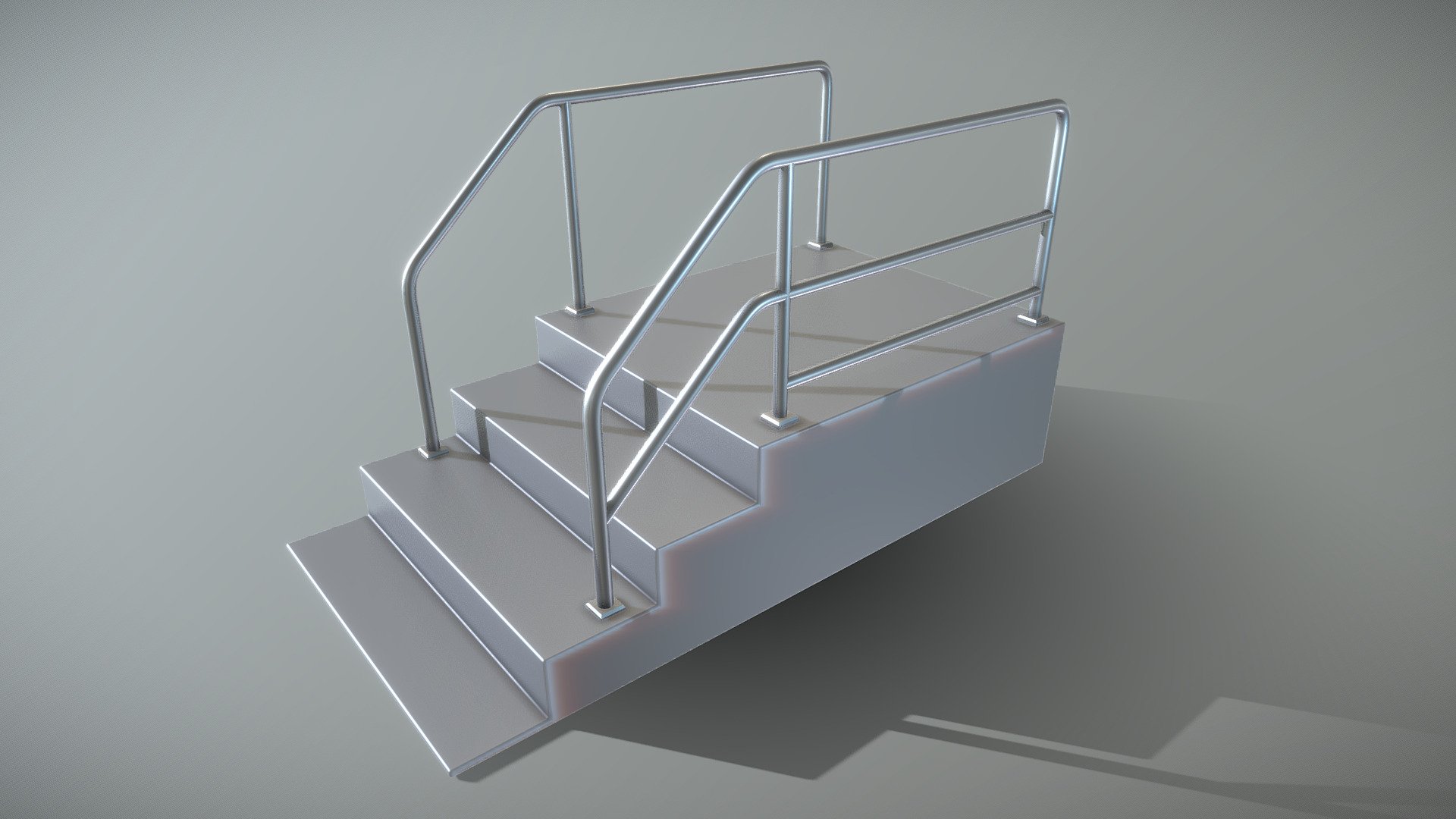 Stainless Steel Railing with Stairs 2 High-Poly 3d model