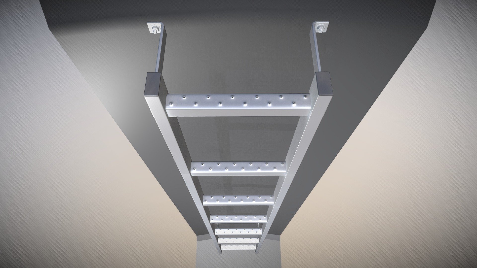 Vertical Wall Mount Ladder (Low-Poly Version) 3d model