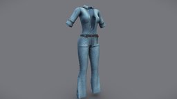 Female Retro Denim Jeans Shirt Outfit