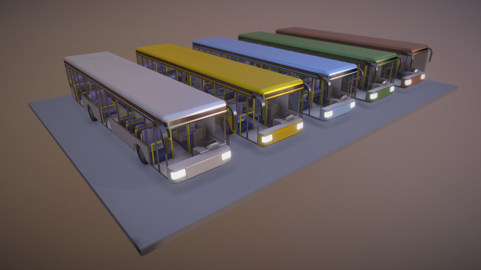 Stadtbus in verschiedenen Farben 3d model