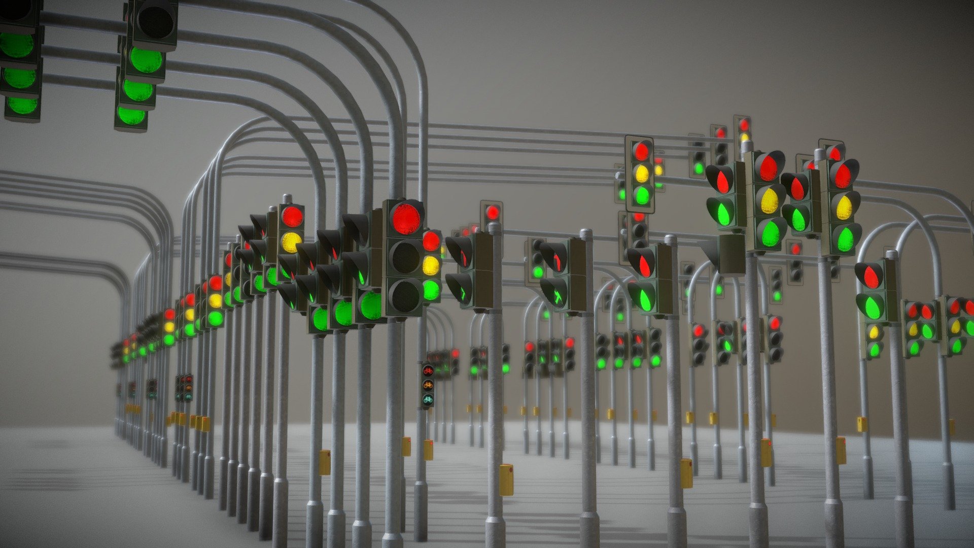 Alle Ampeln ohne Animation 3d model