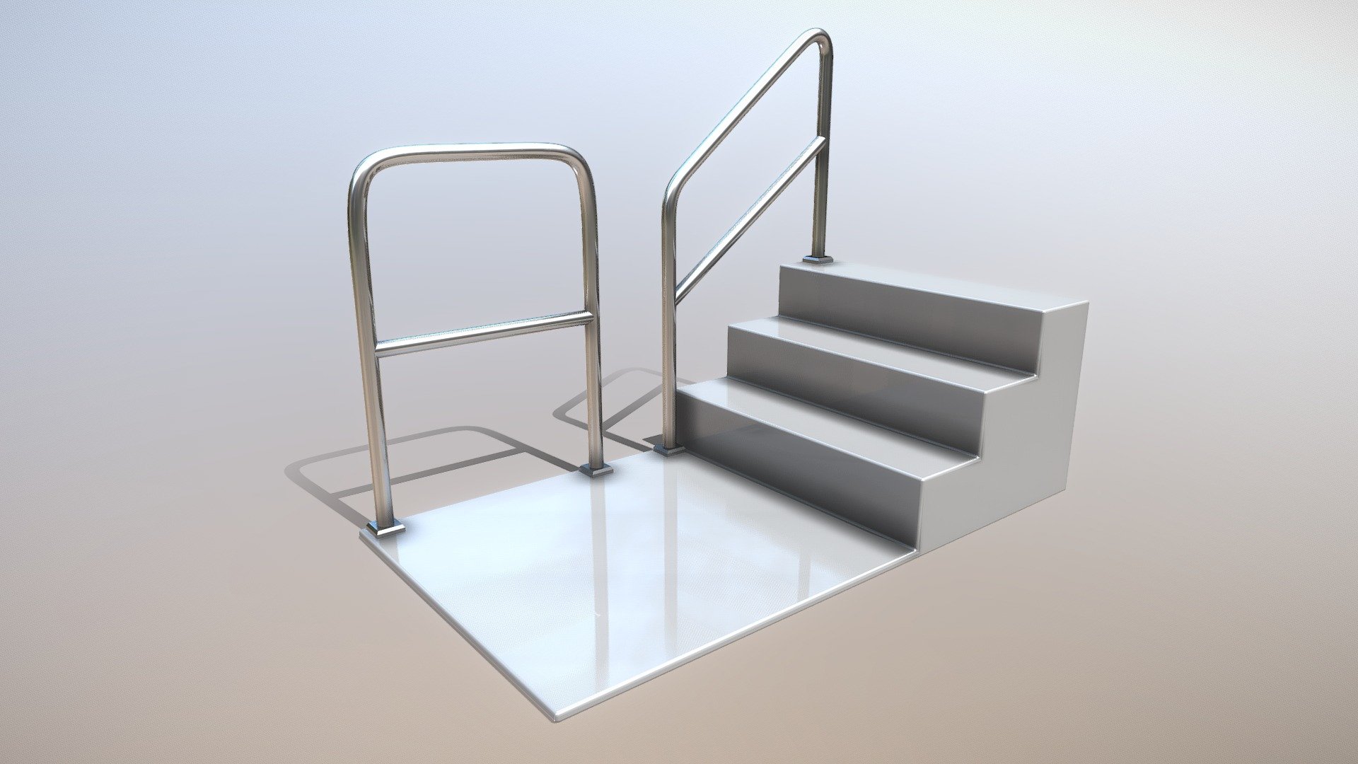 Stainless Steel Railing with Stairs (Test) 3d model