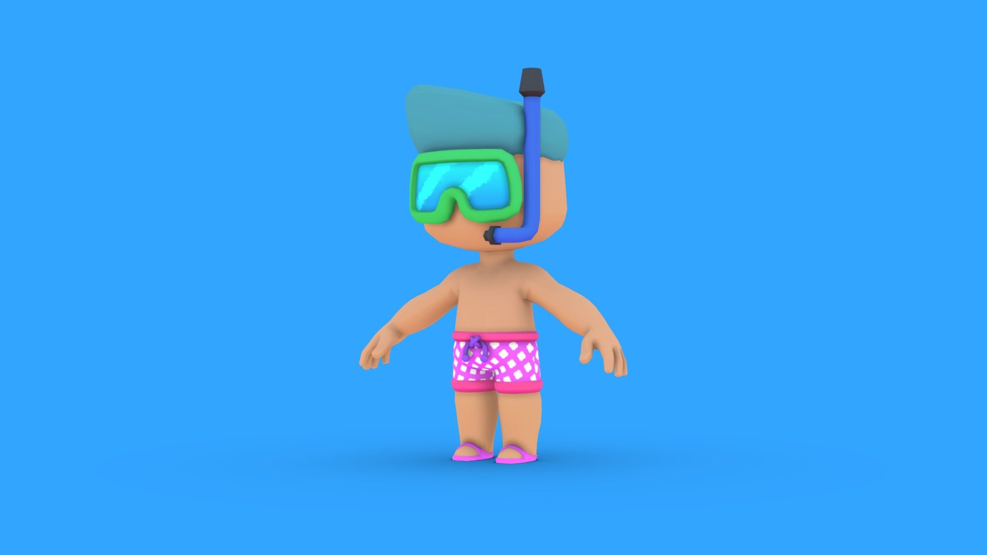 Hyper Casual Cartoon Character Swimmer 3d model