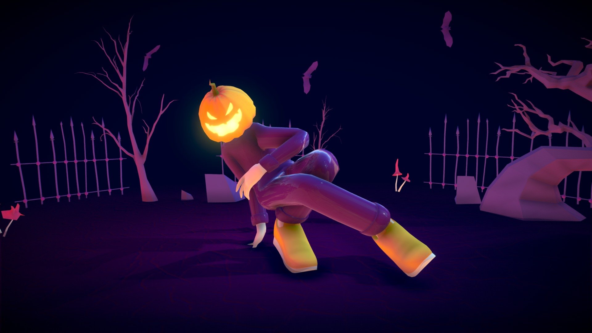 Pumpkin Break Dancer Animated 3d model