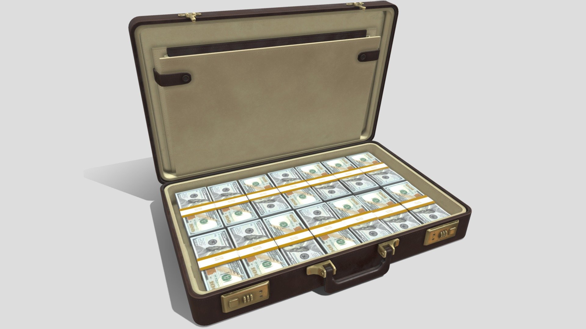 Leather Briefcase with Cash 💼💵 3d model