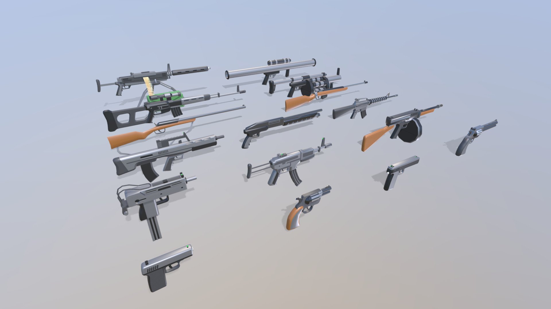 Low Poly Guns Models 3d model