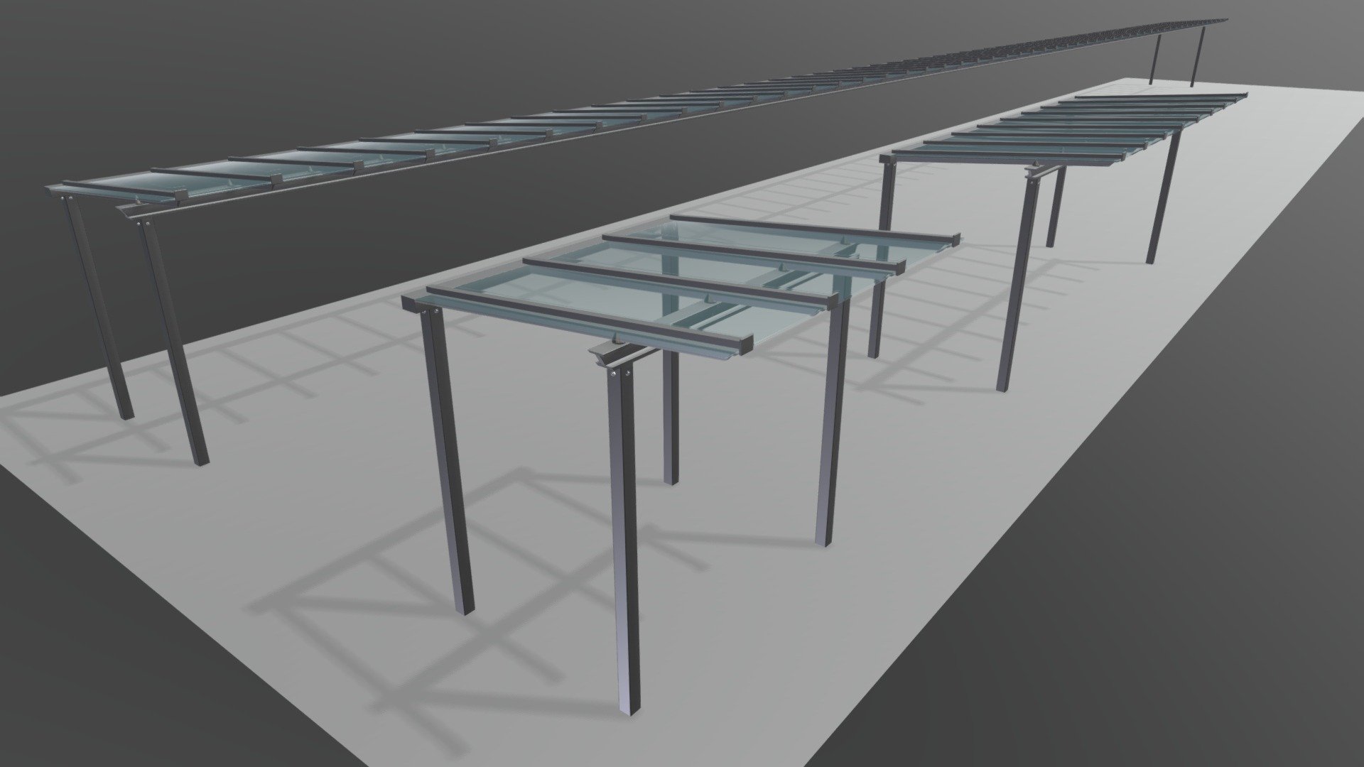 Bike Shelter with Glass Roof High-Poly (Wip) 3d model