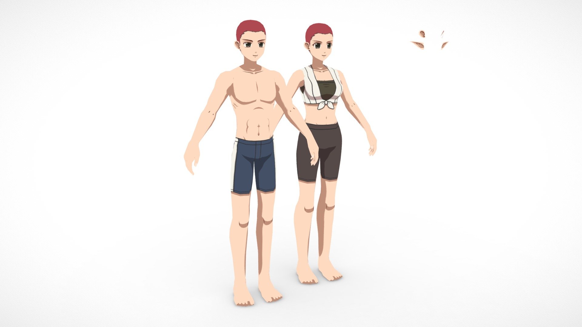 Lowpoly anime characters base 3d model