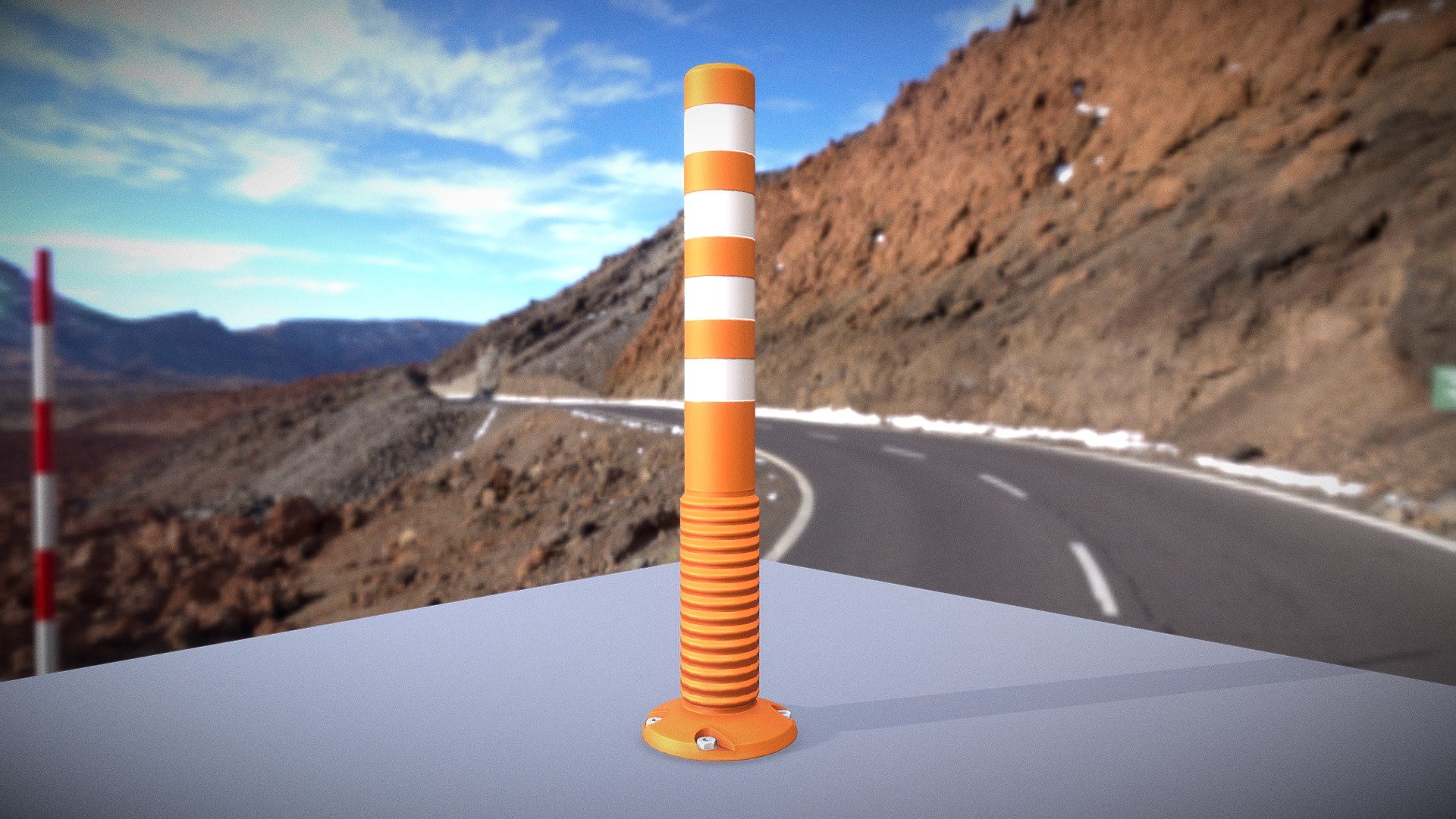 Traffic Delineator Flexipoller (1000mm) low-poly 3d model