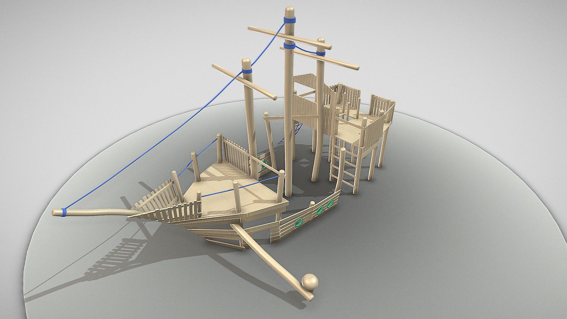 Playground Wood Ship (wip-3) 3d model