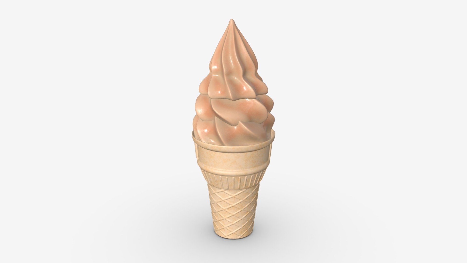 Waffle cone with ice cream 01 3d model