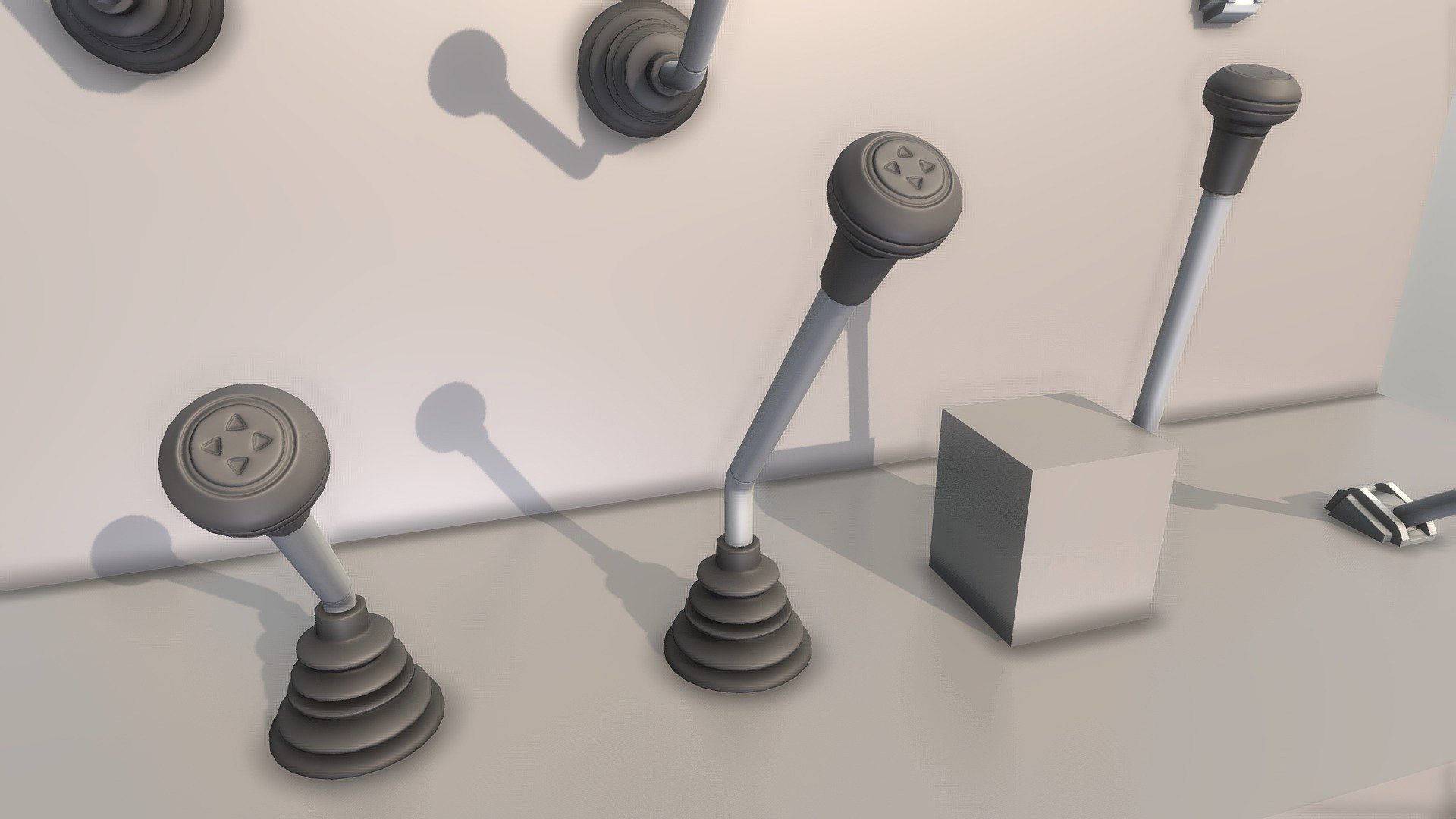 Control Levers (Rigged) 3d model