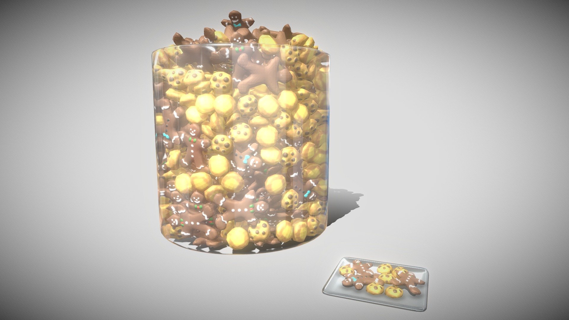 Gingerbread People and Cookies Low-Poly 3d model