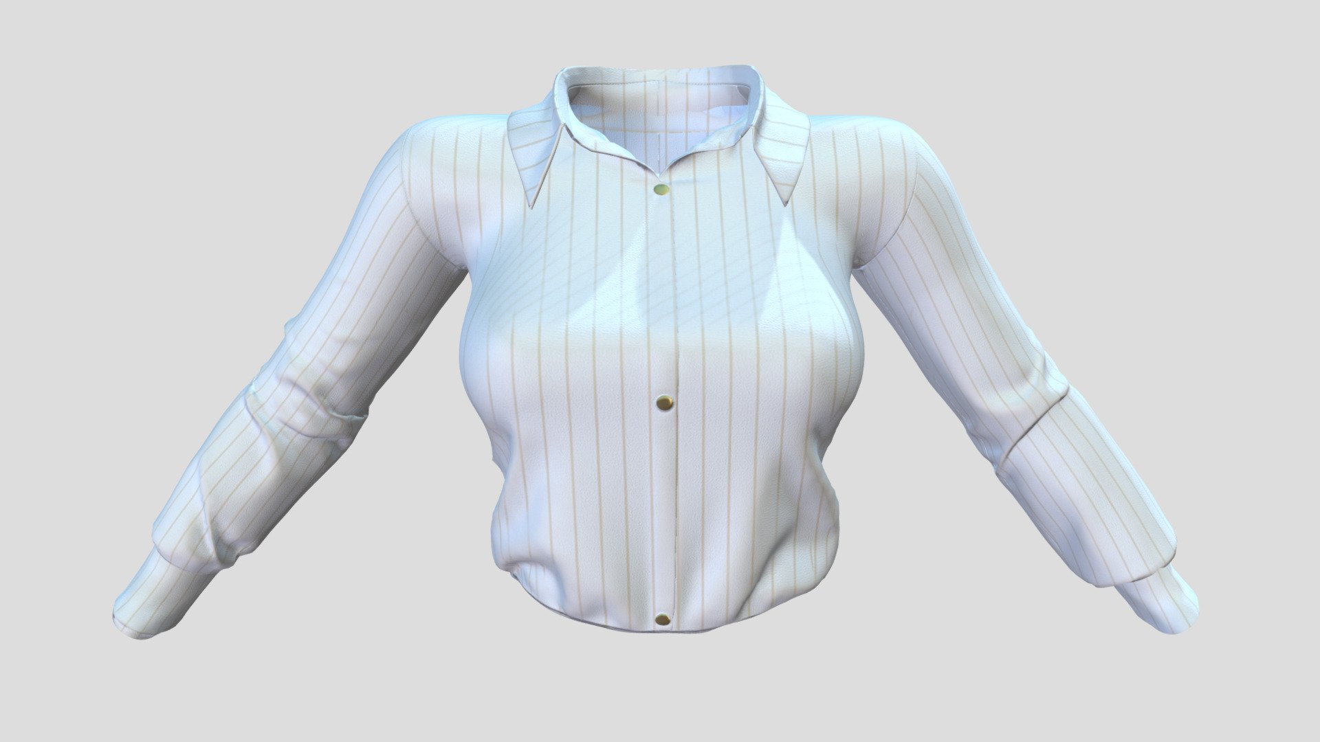 Female Tucked In Striped Formal Shirt 3d model