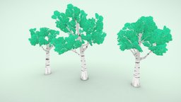 Lowpoly Birch Tree 3D Pixel Art