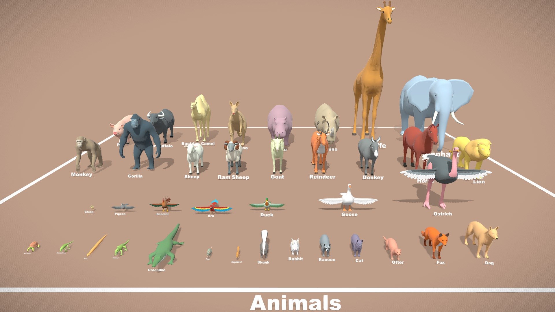 Basic Animals Lowpoly 3d model