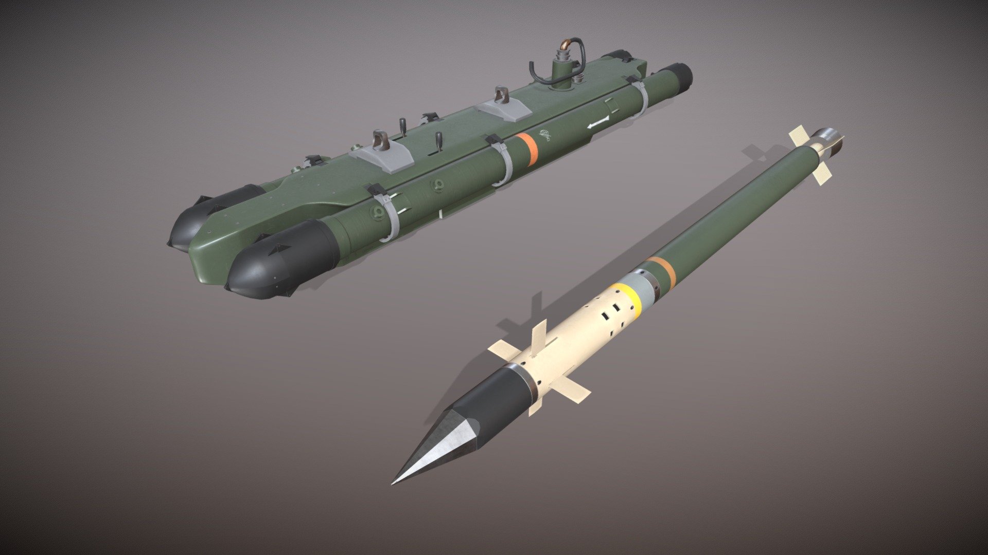 MBDA MISTRAL Launcher With Missile 3d model