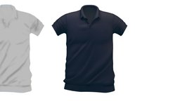 Cartoon High Poly Subdivision Dark Blue Polo