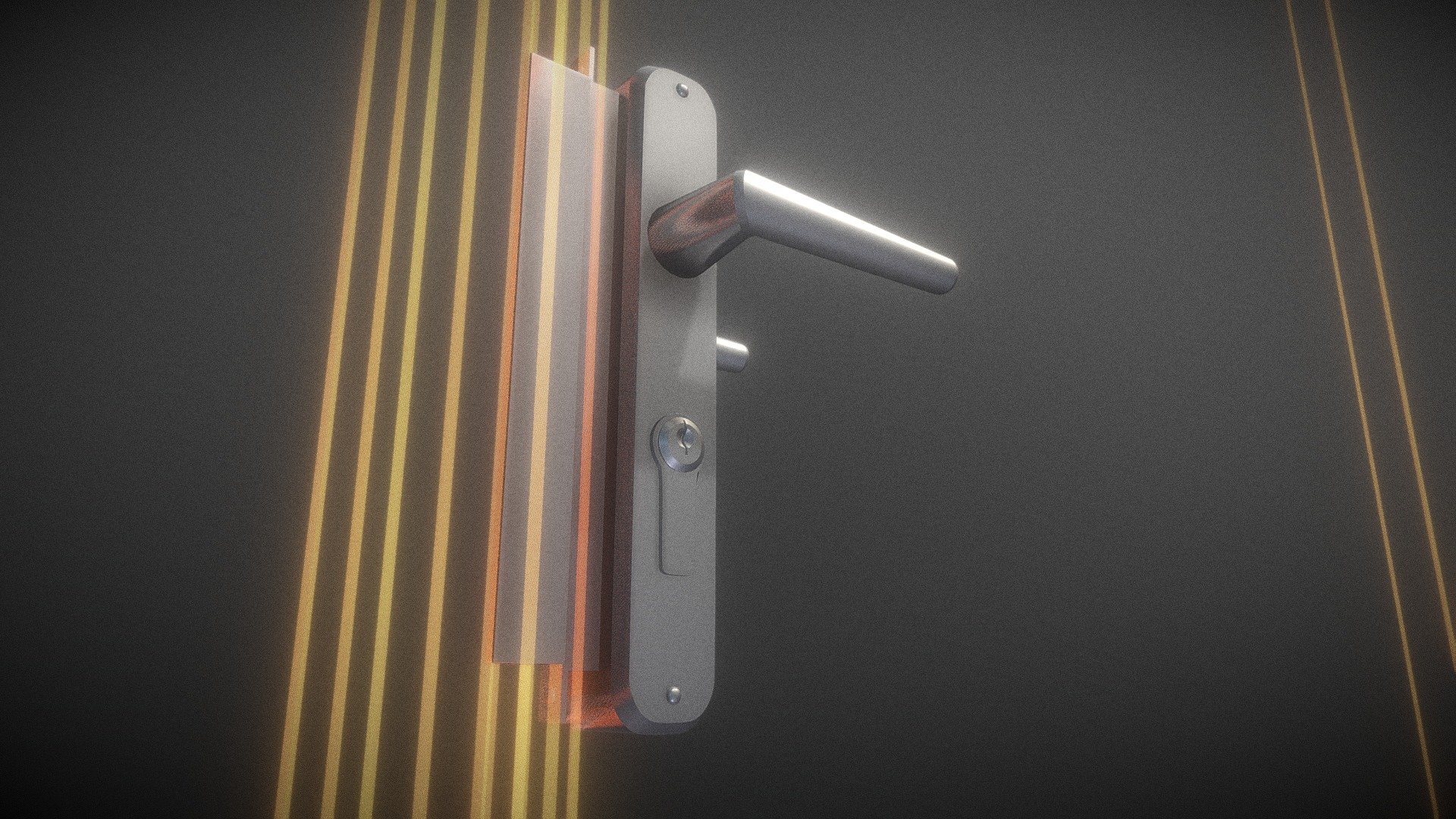 Animated Door Fittings (High-Poly) 3d model