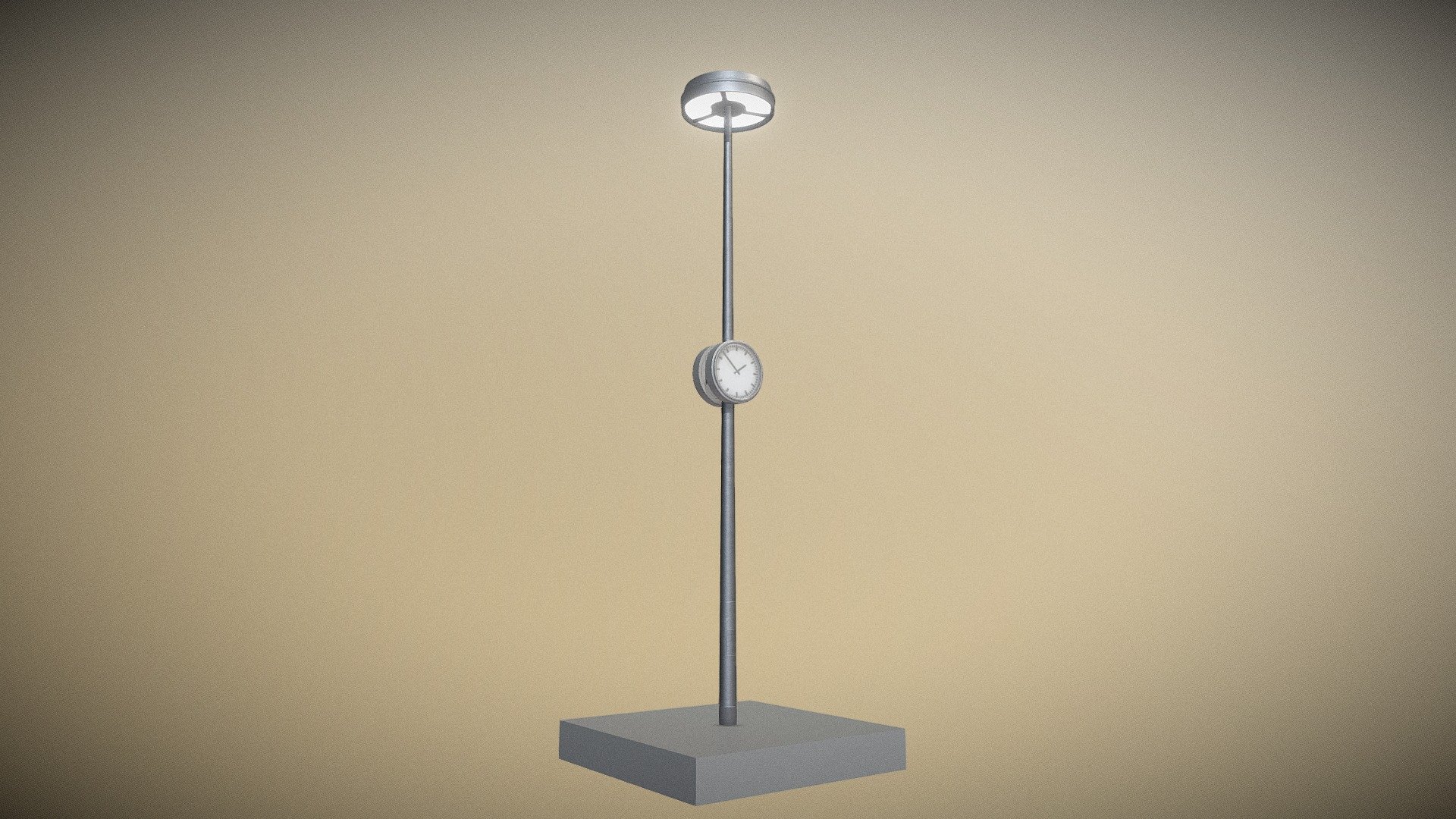 Street Light (1) with Station Clock (High-Poly) 3d model