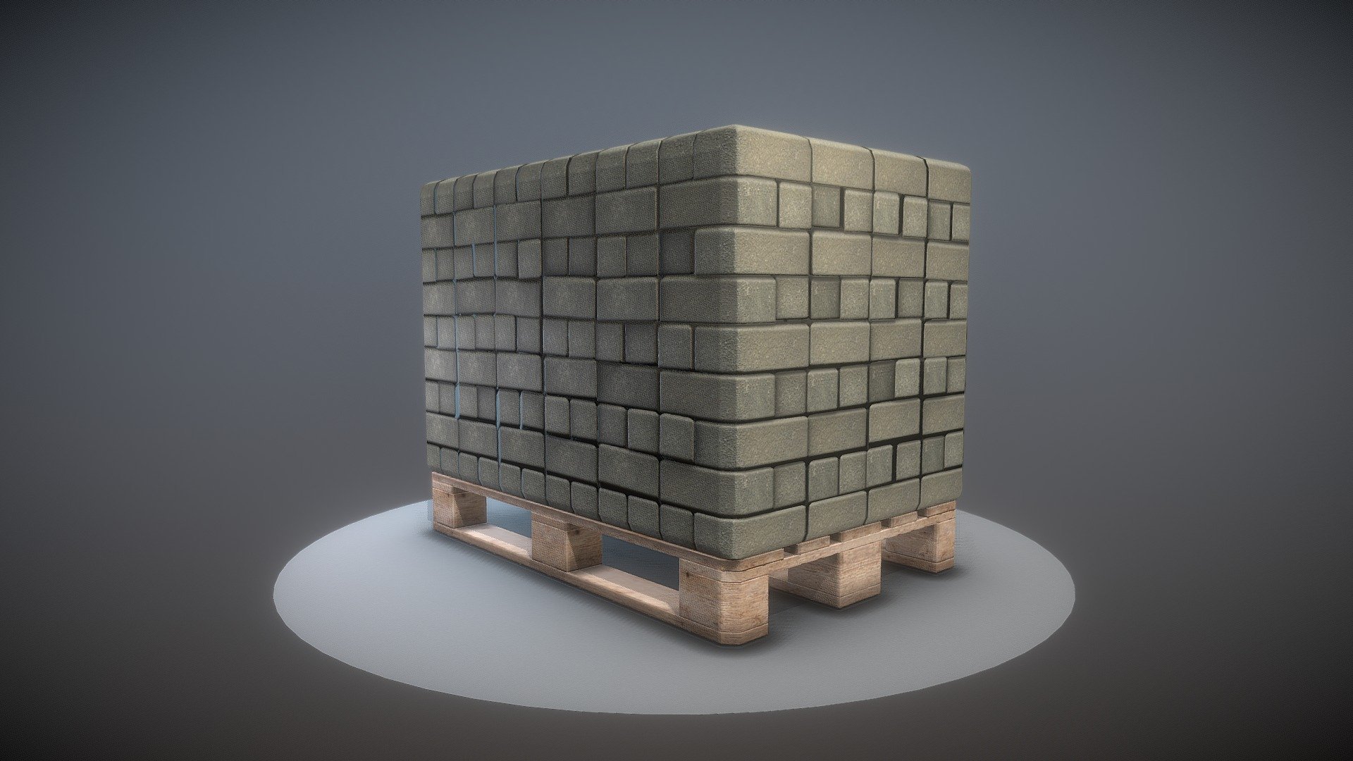 Wood Pallet with Paving Stones 3d model