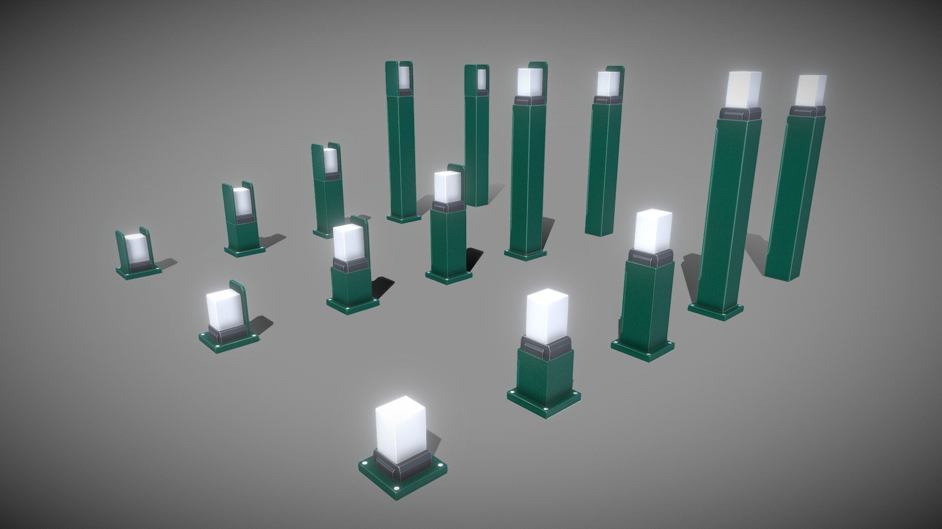 Street Light (8) Bollard Moss Green Version 3d model