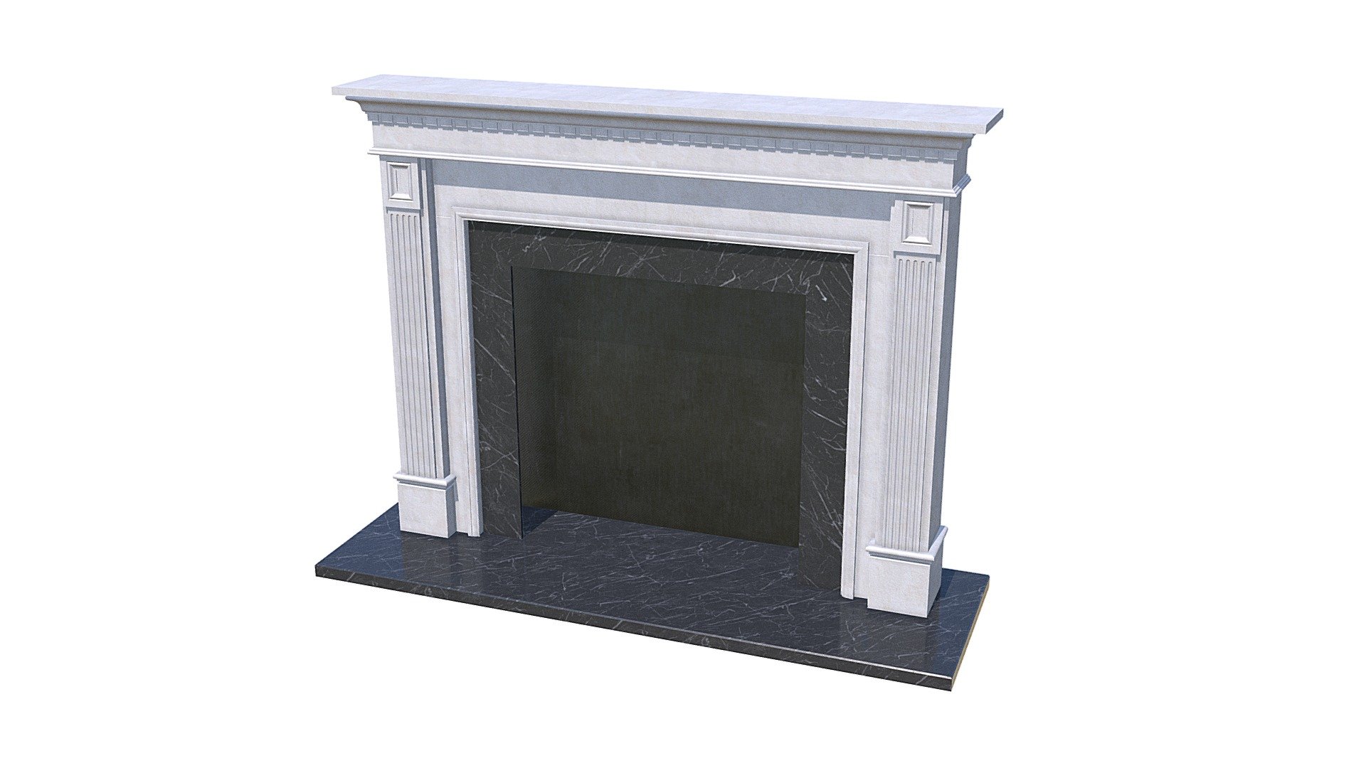 Limestone Fireplace Mantel V2 3d model