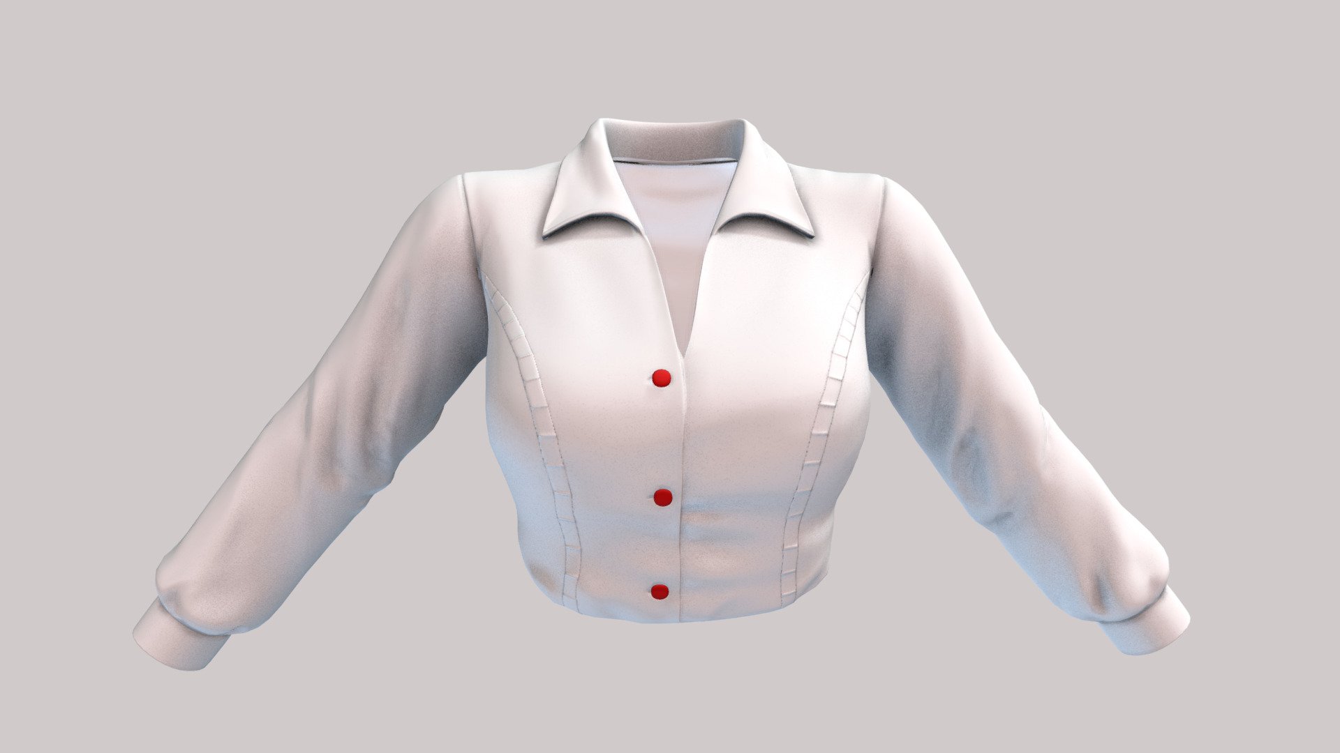 Female Tucked In White Shirt 3d model