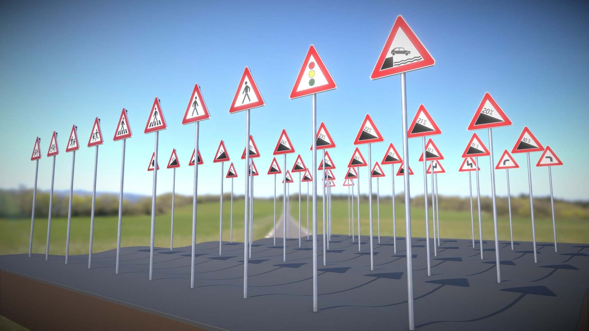 Verkehrsschilder-Gefahrenzeichen-1 (Neu) 3d model