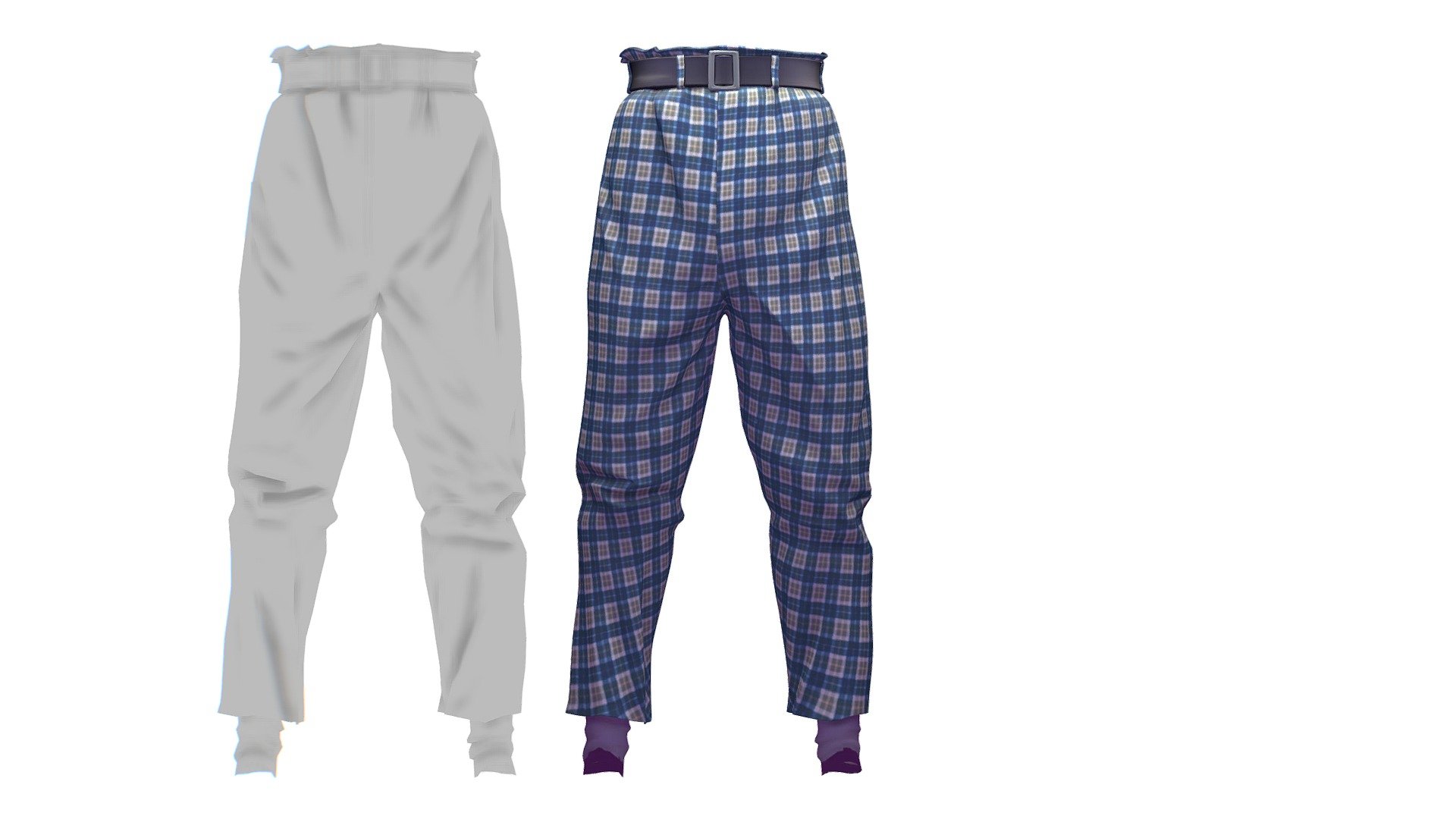 Cartoon High Poly Subdivision Checkered Pants 3d model