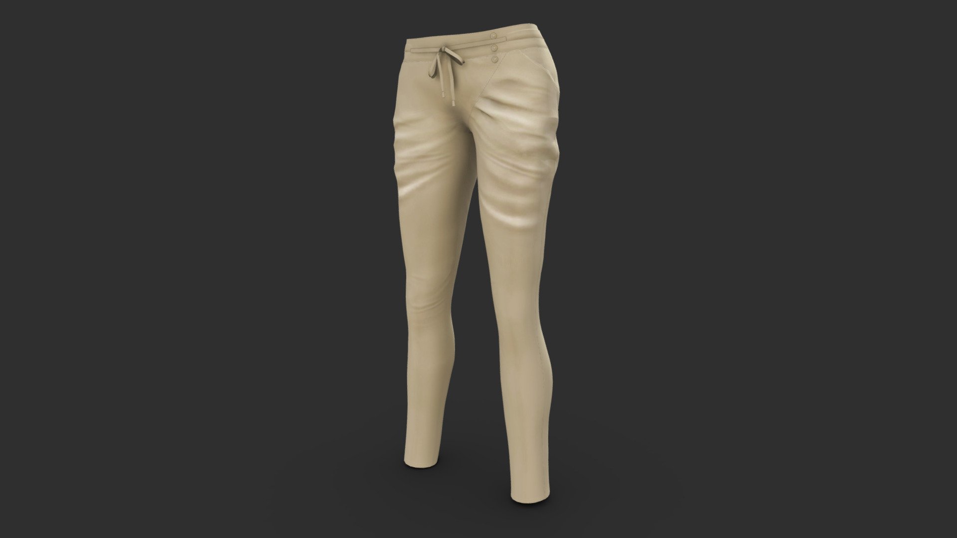 Drawstrings Skinny Female Harem Pants 3d model