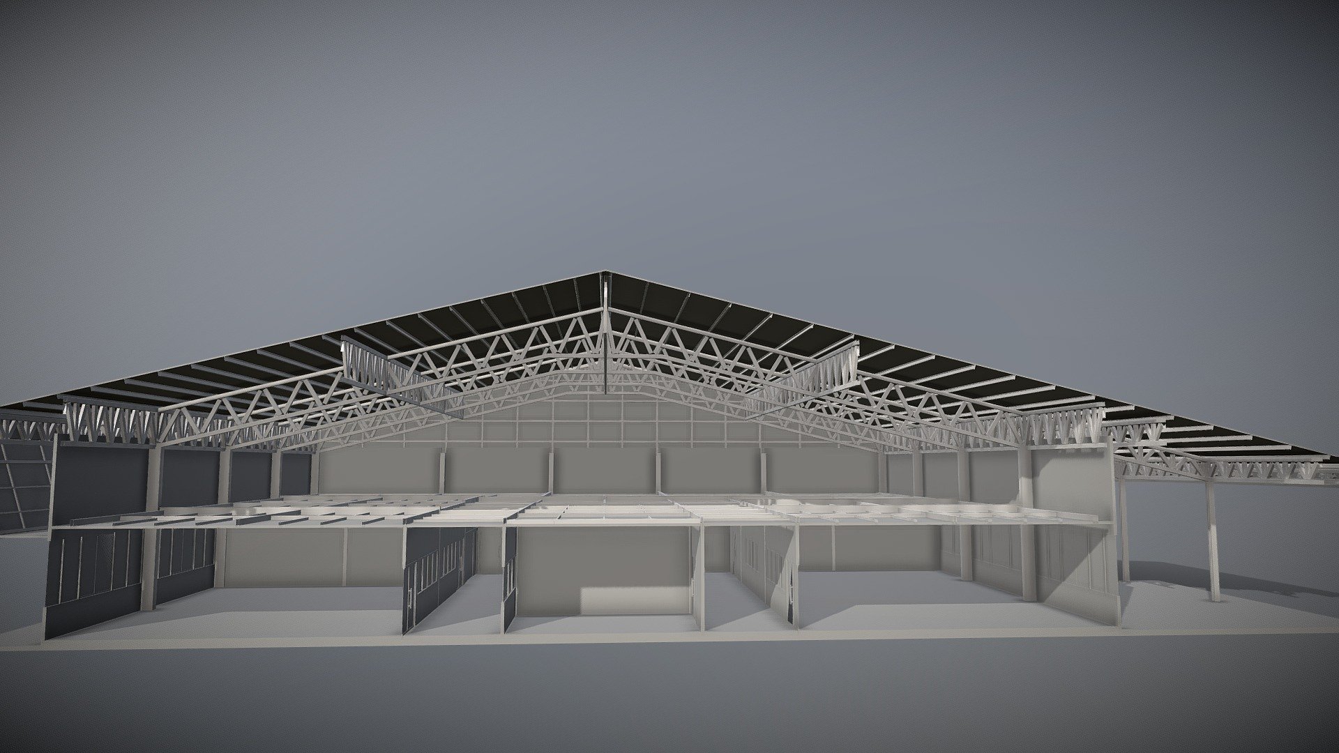 Factory in section cut 3d model