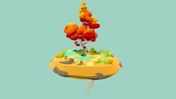 Stylized Autumn Low Poly Tree