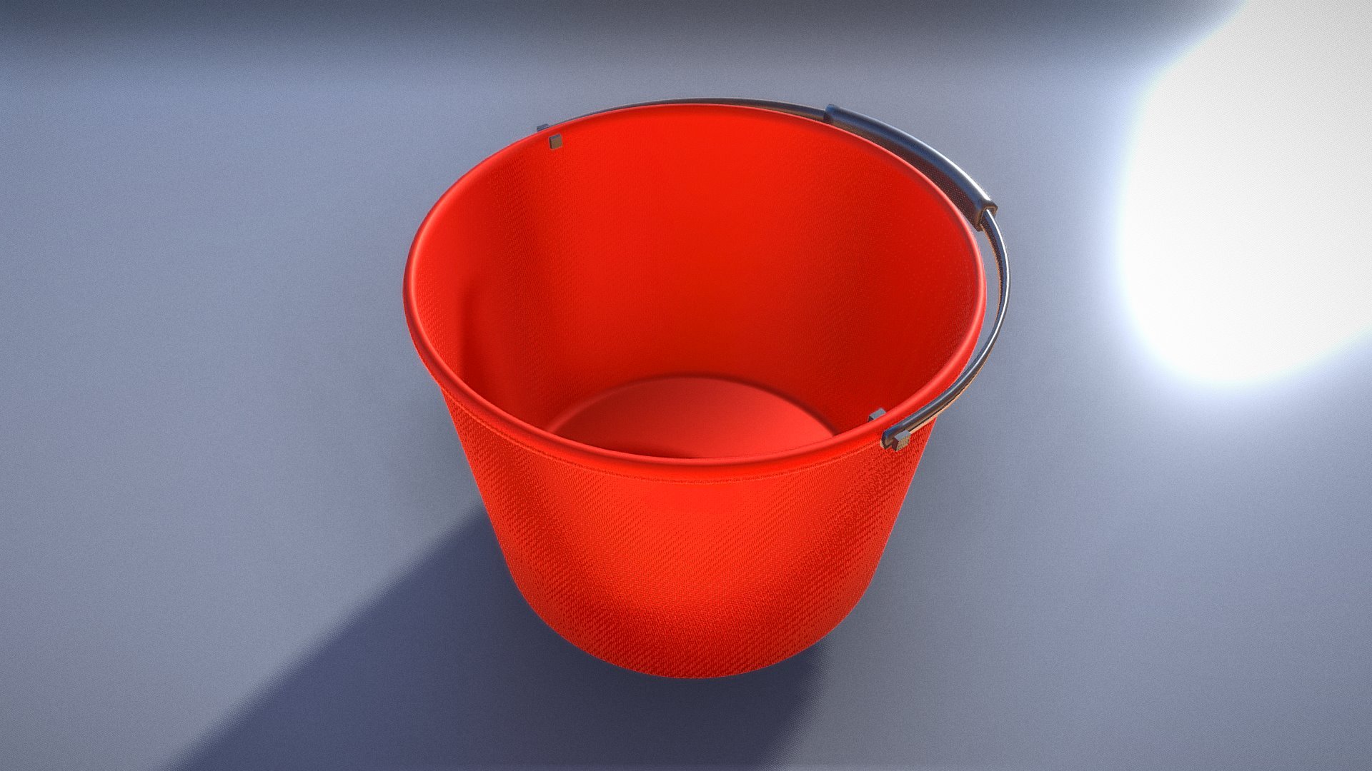 Red Plastic Bucket With Handle (Mid-Poly) 3d model